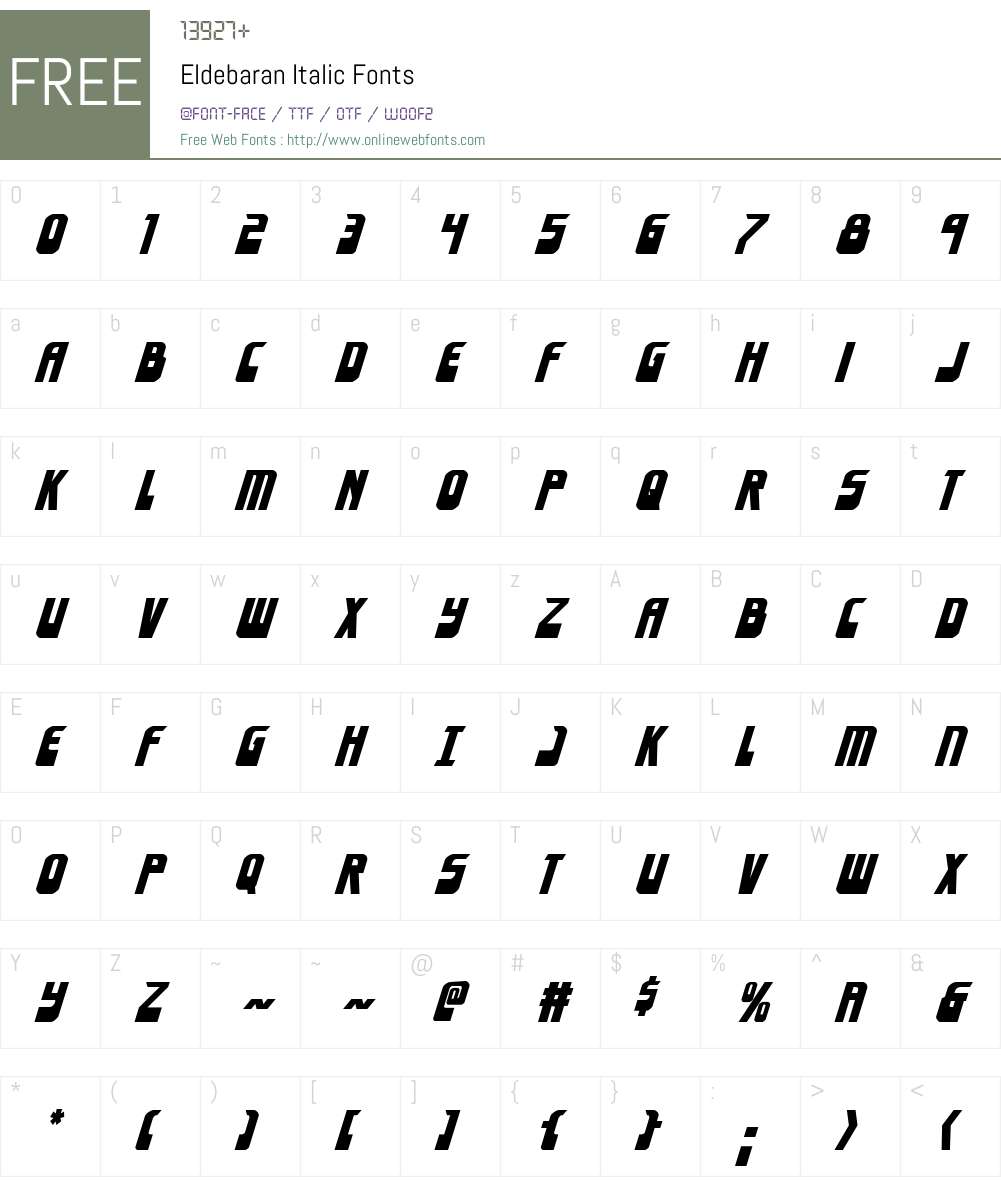Eldebaran Italic Font Screenshots