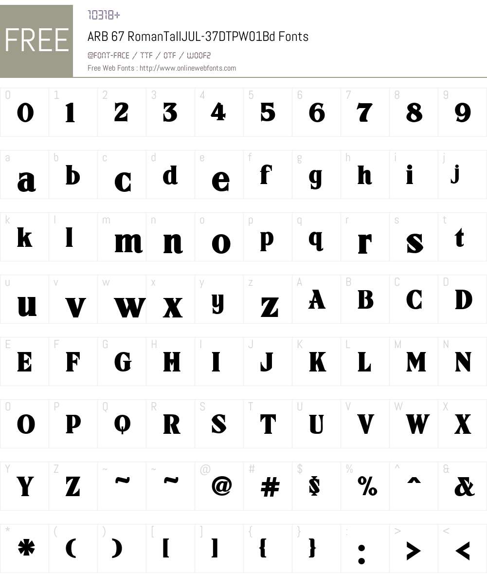 ARB67RomanTallJUL-37DTPW01-Bd Font Screenshots