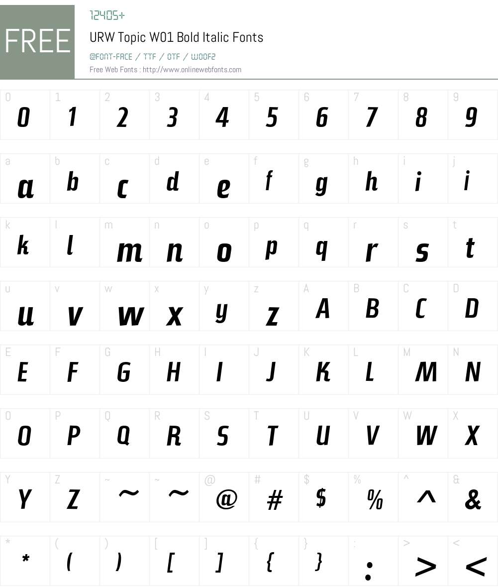 URWTopicW01-BoldItalic Font Screenshots