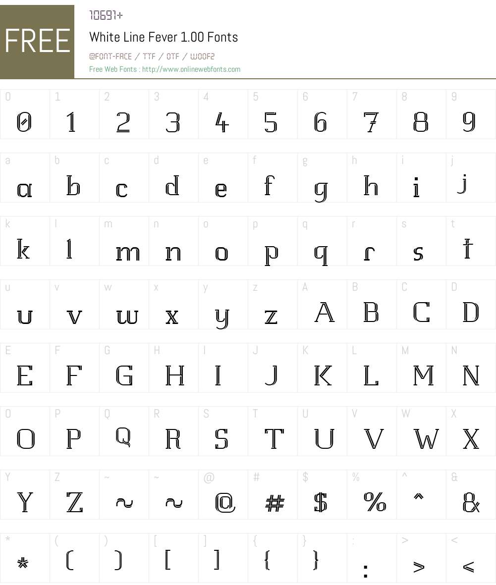 White Line Fever 1.00 Font Screenshots