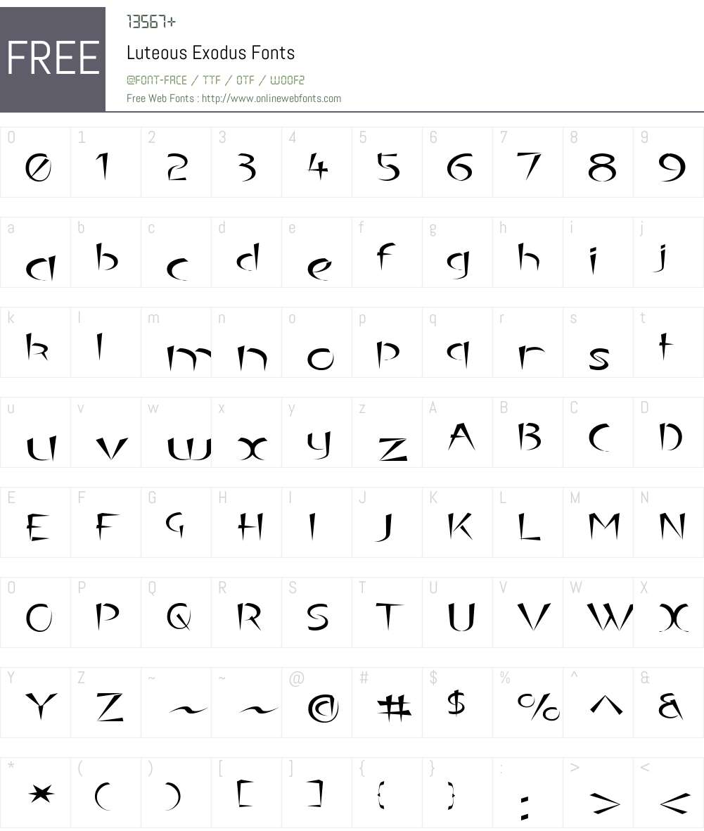 Luteous Exodus Font Screenshots