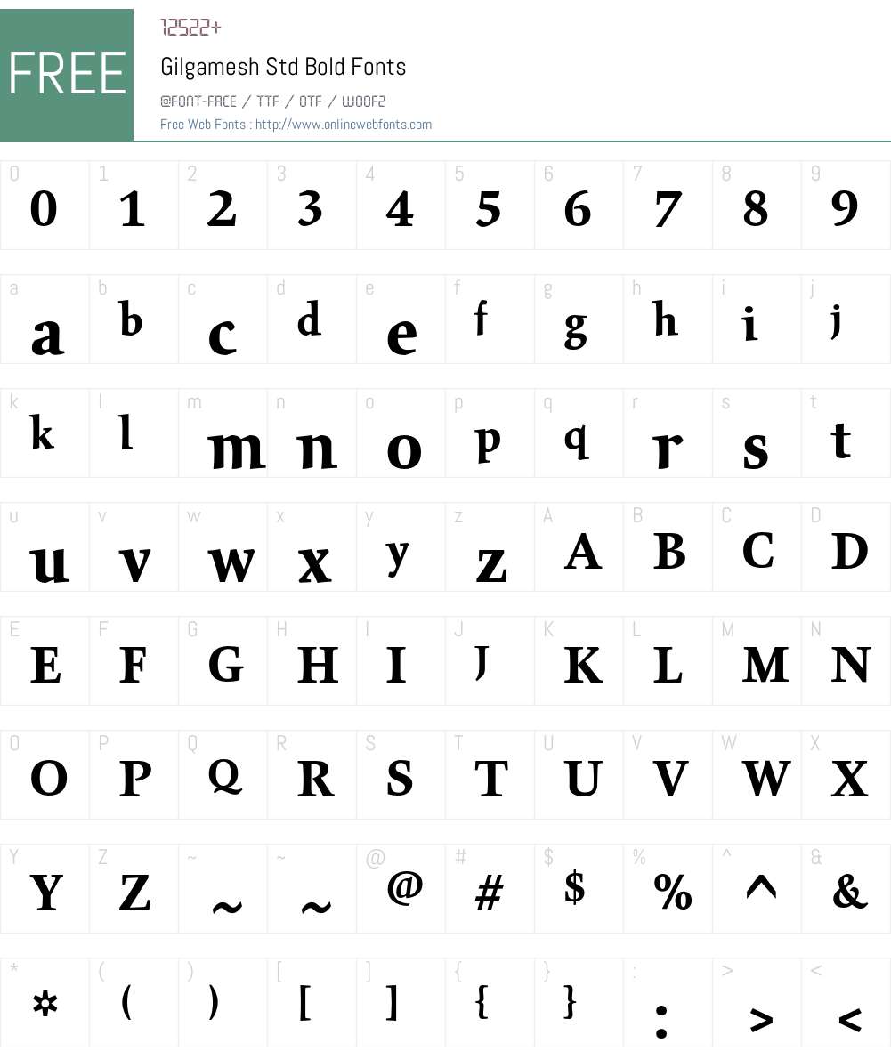 Gilgamesh Std Font Screenshots
