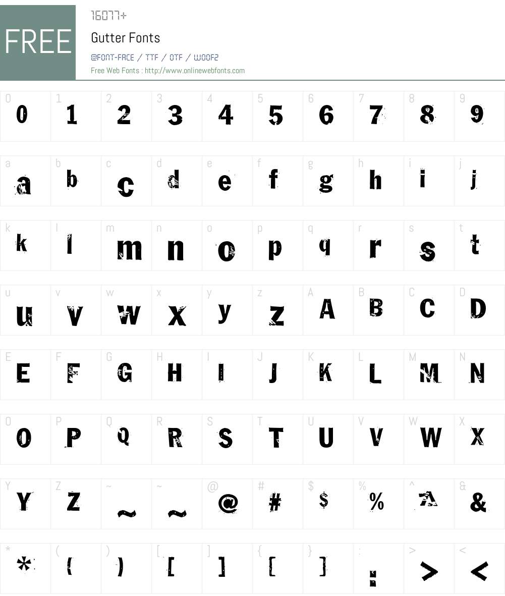 Gutter Font Screenshots
