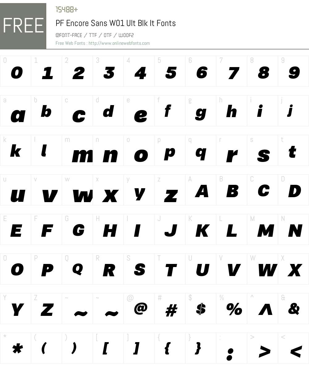 PFEncoreSansW01-UltBlackIt Font Screenshots