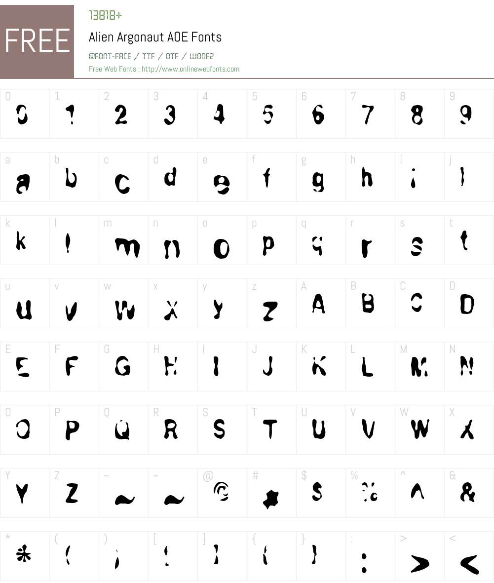 Alien Argonaut AOE Font Screenshots