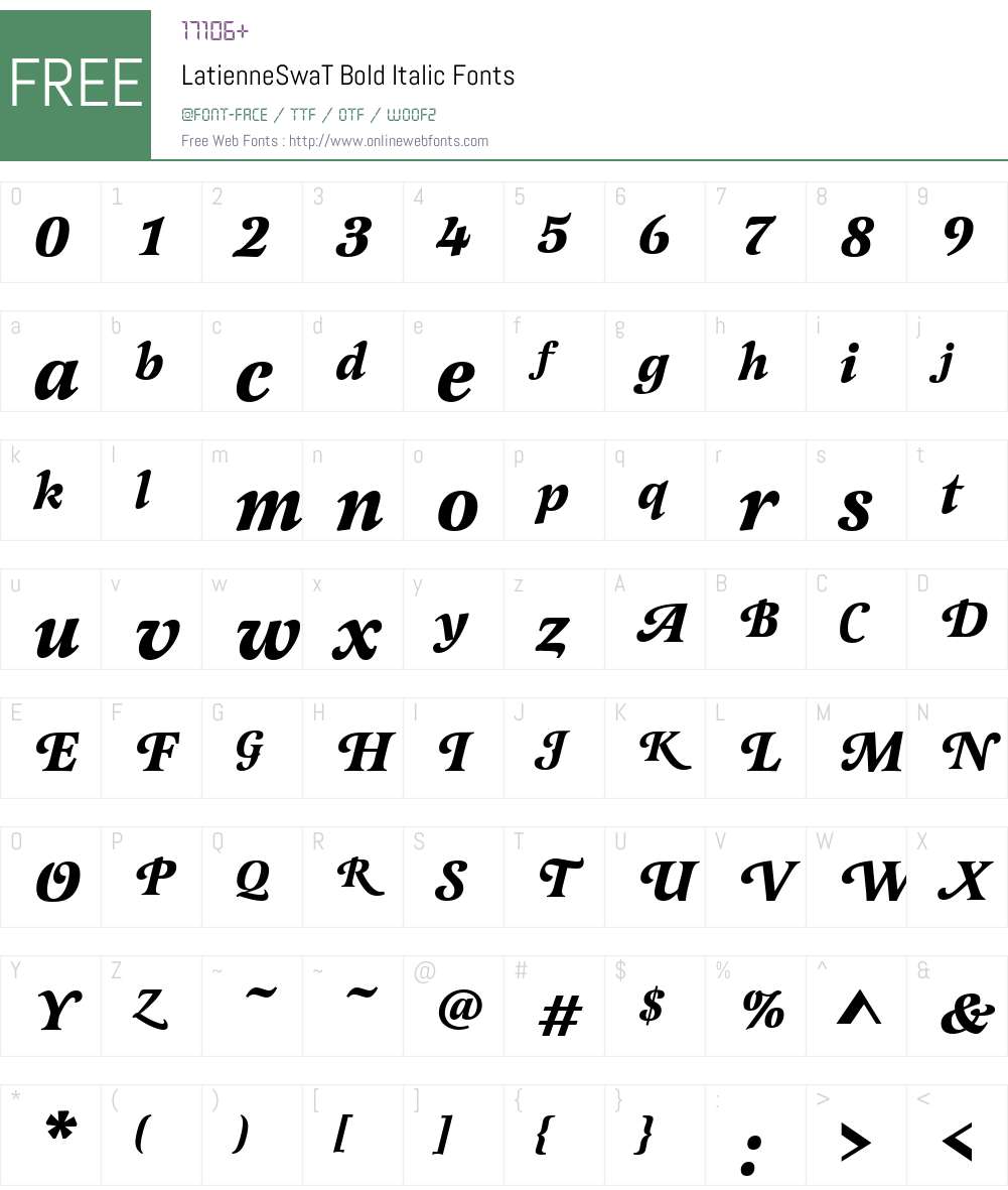 LatienneSwaT Font Screenshots