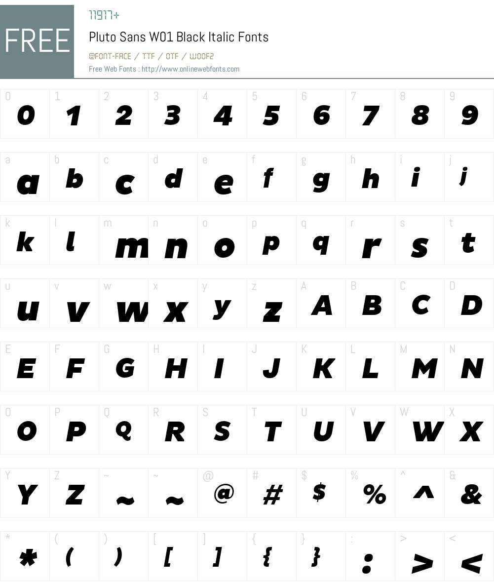 PlutoSansW01-BlackItalic Font Screenshots