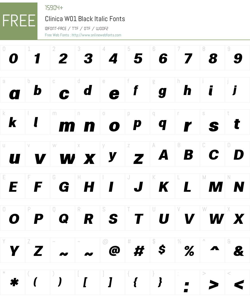 ClinicaW01-BlackItalic Font Screenshots