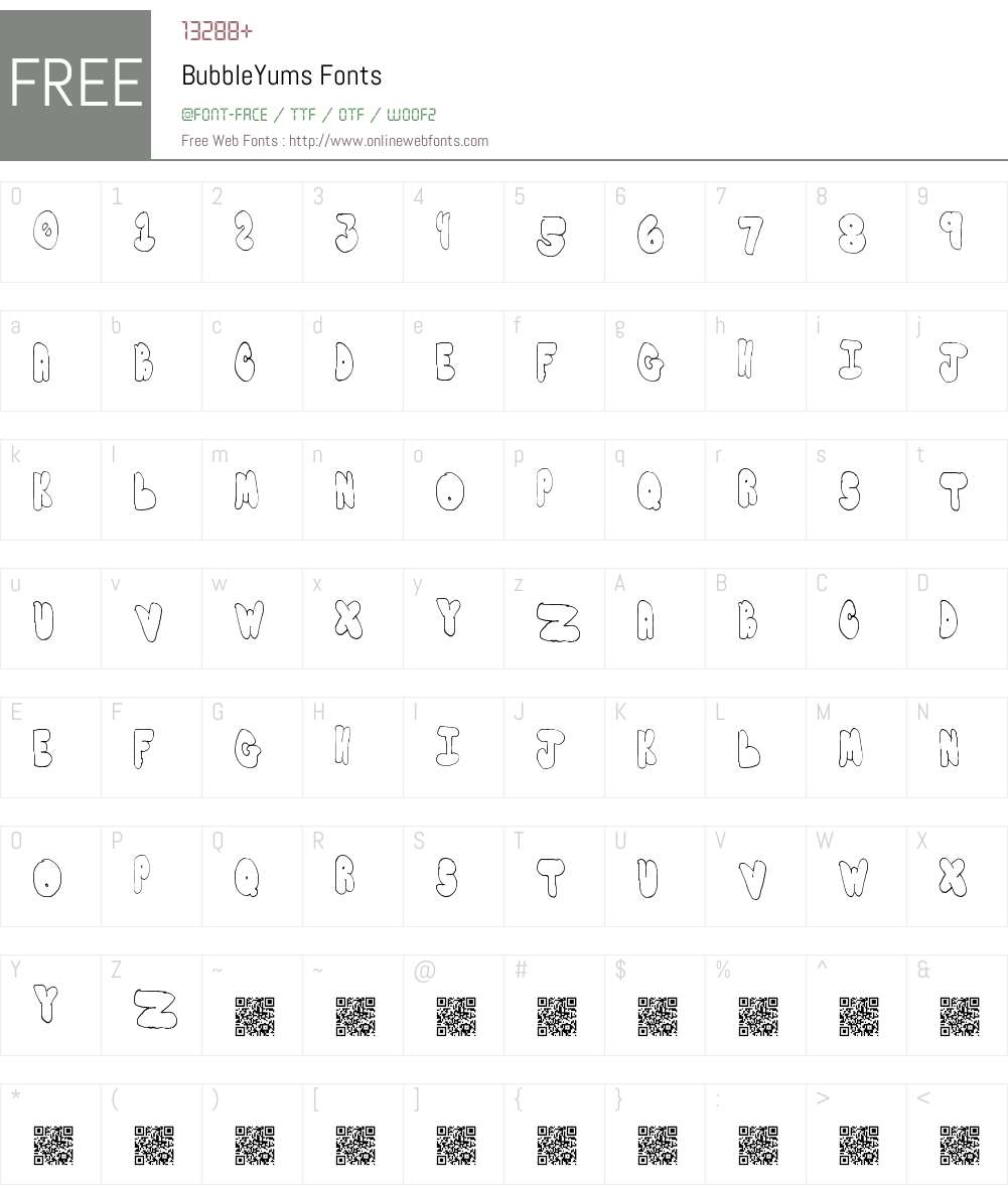 BubbleYums Font Screenshots
