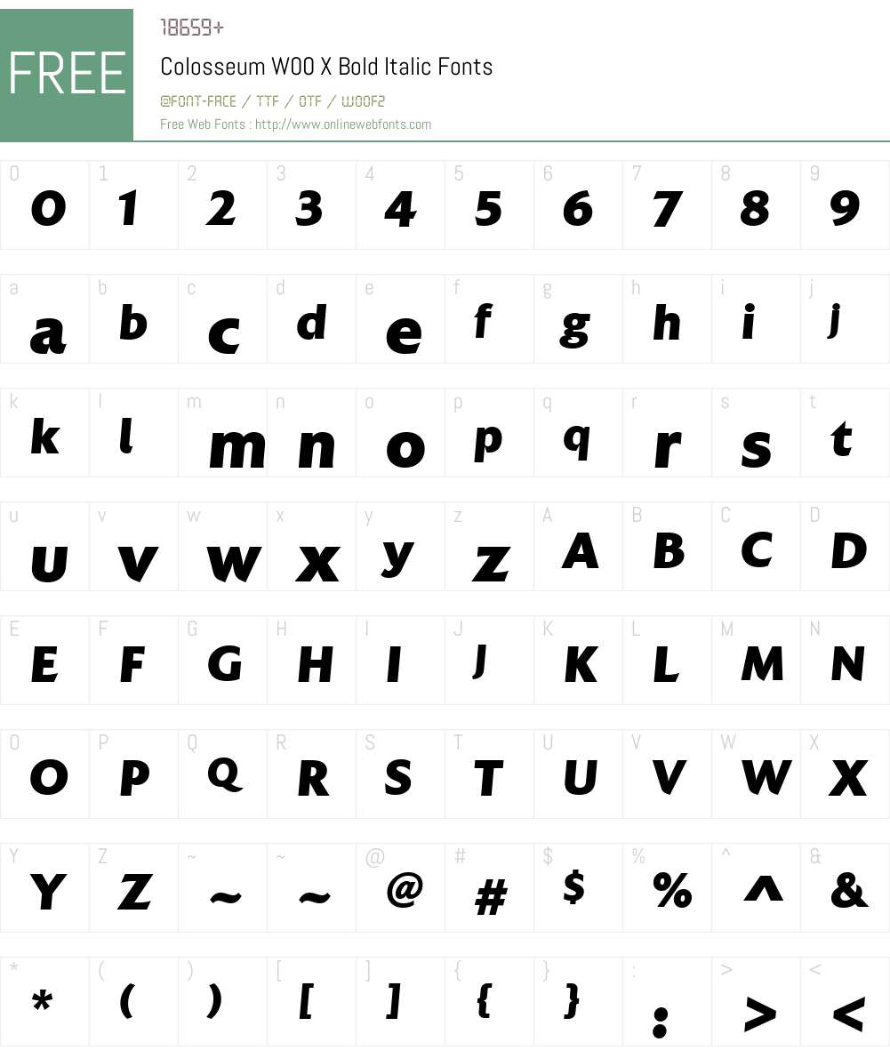 ColosseumW00-XBoldItalic Font Screenshots