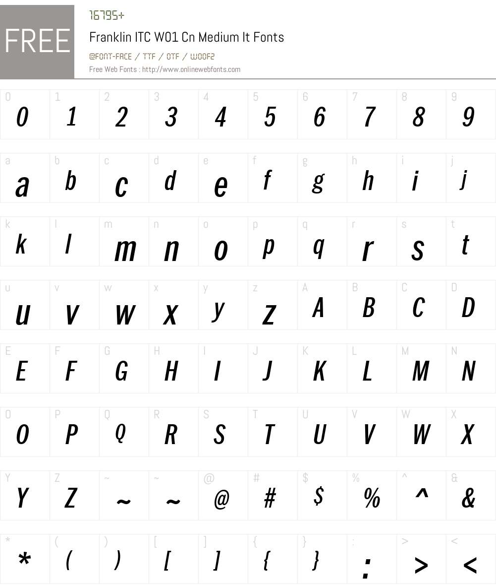 FranklinITCW01-CnMediumIt Font Screenshots