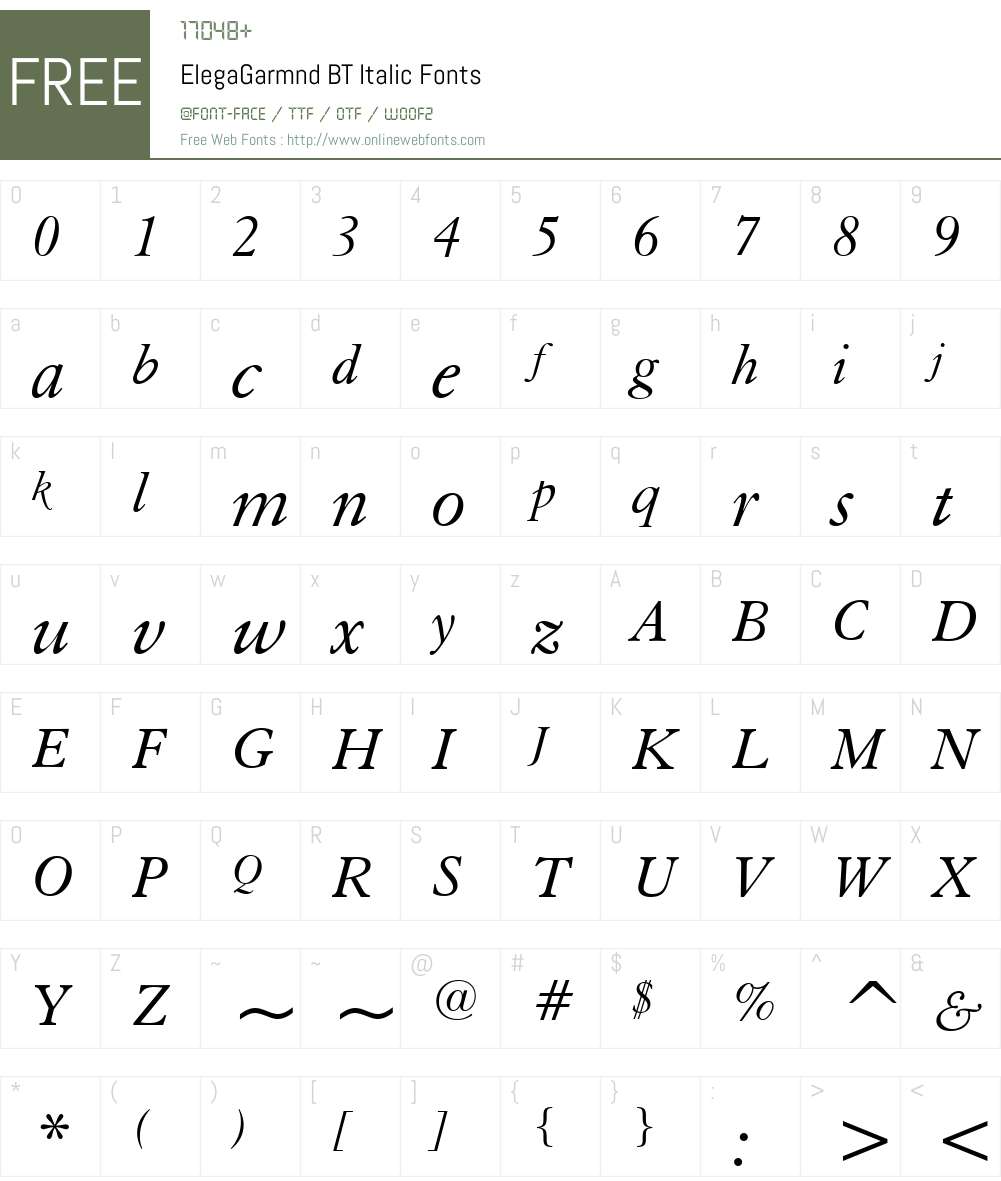 ElegaGarmnd BT Font Screenshots