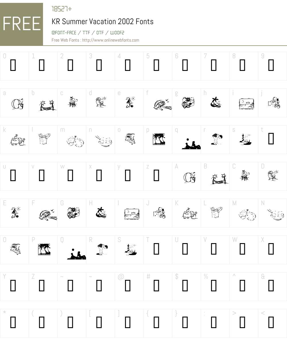 KR Summer Vacation 2002 Font Screenshots