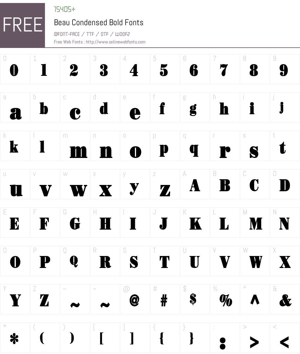 Beau Condensed Font Screenshots