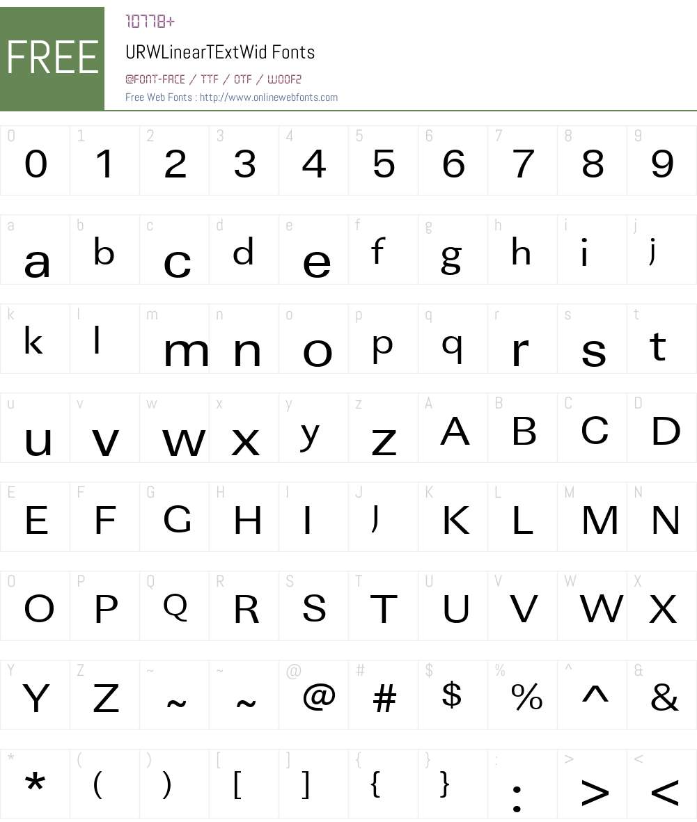 URWLinearTExtWid Font Screenshots
