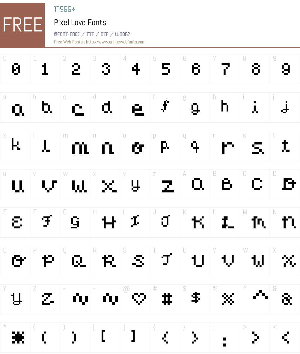 pixel-love Font Screenshots