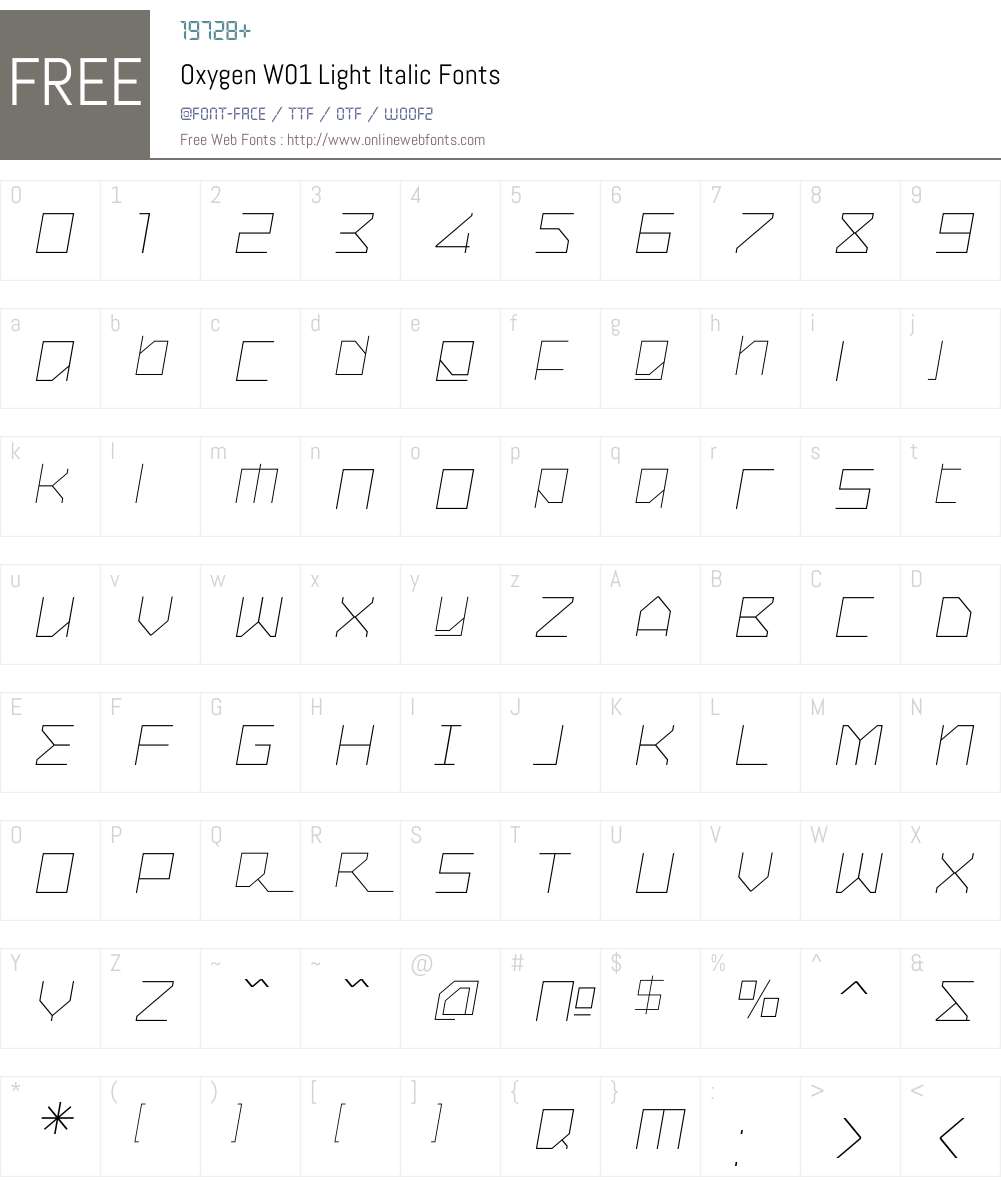 OxygenW01-LightItalic Font Screenshots