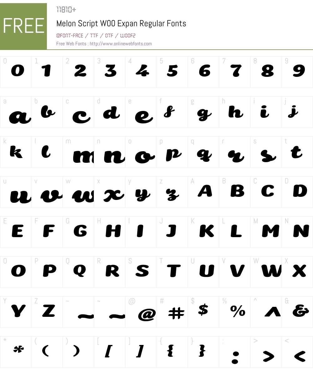 MelonScriptW00-ExpanRegular Font Screenshots