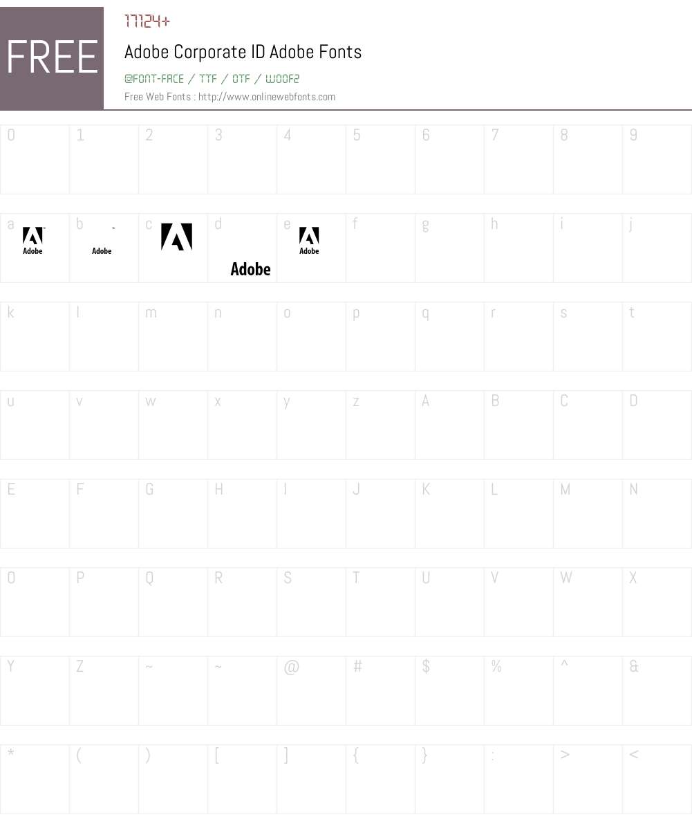 Adobe Corporate ID Font Screenshots