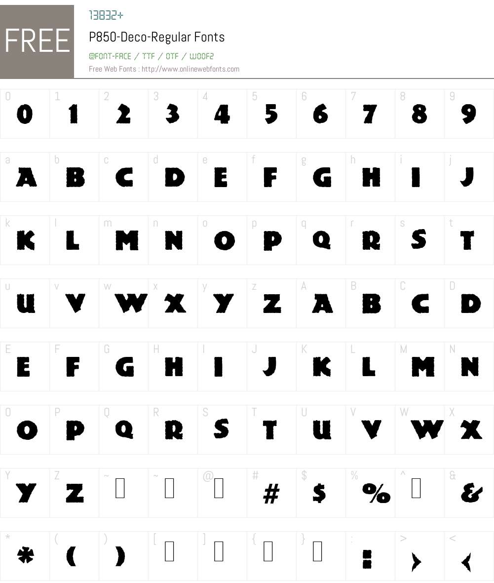 P850-Deco Font Screenshots