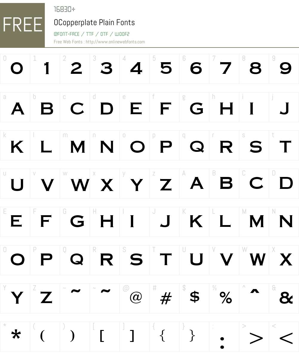 OCopperplate-Plain Font Screenshots