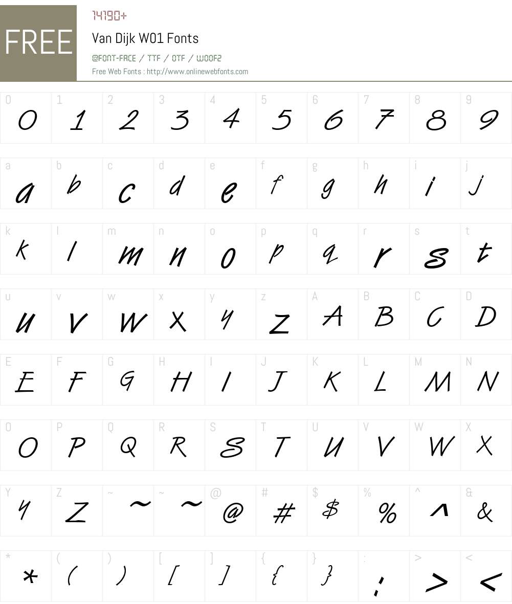 VanDijkW01 Font Screenshots