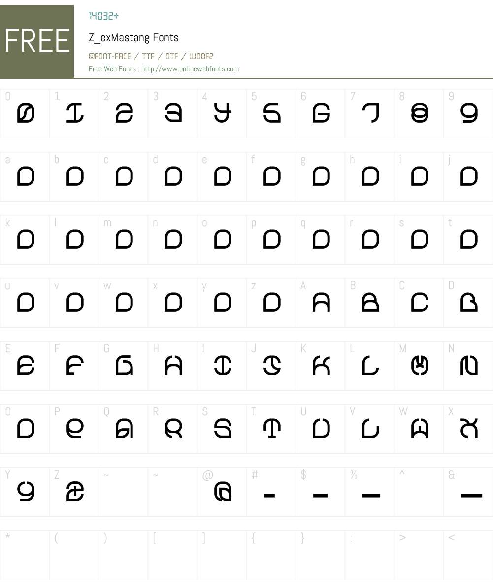 Z_exMastang Font Screenshots