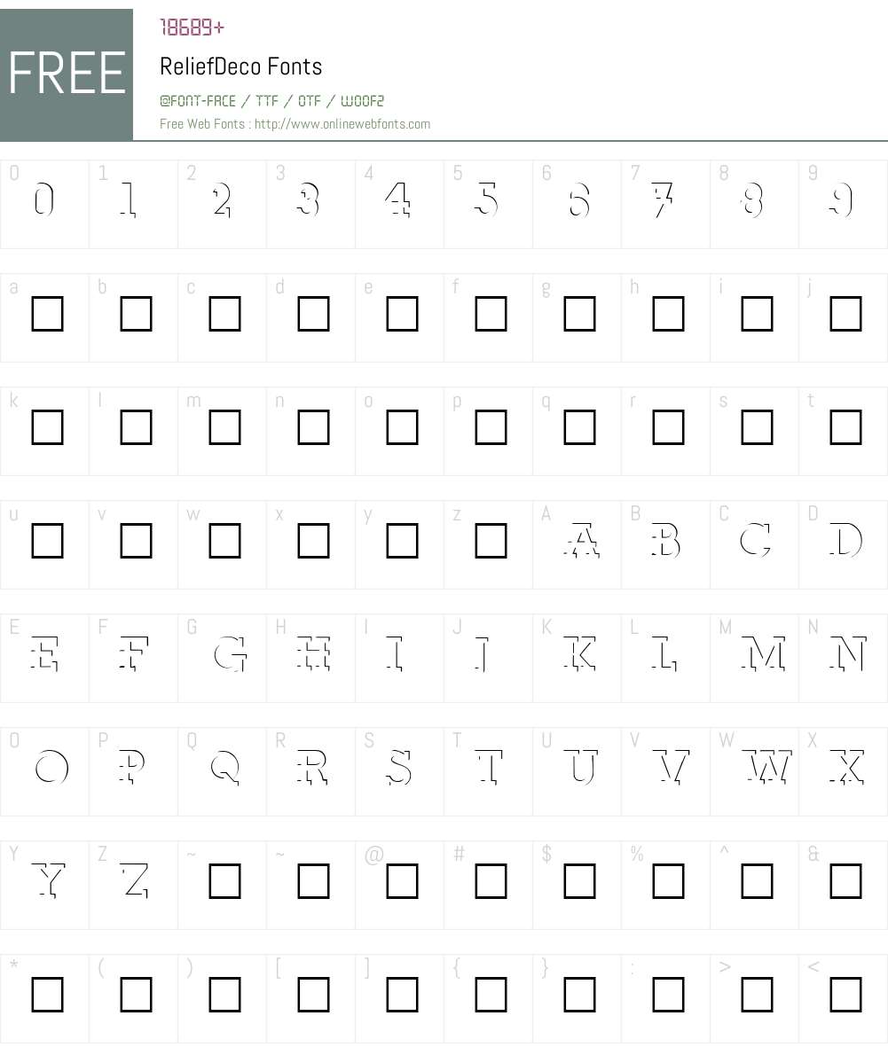 ReliefDeco Font Screenshots