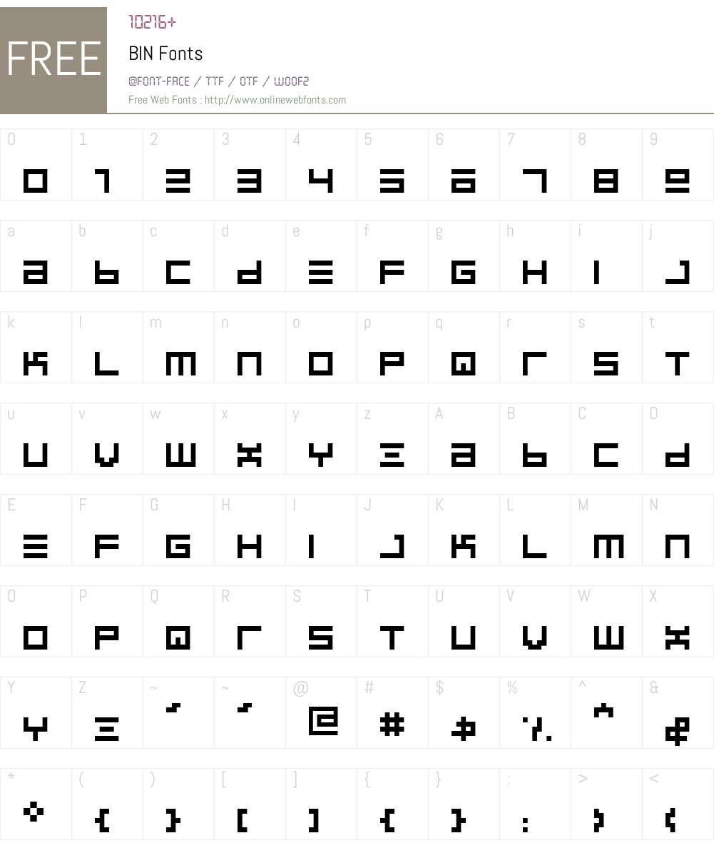 BIN Font Screenshots