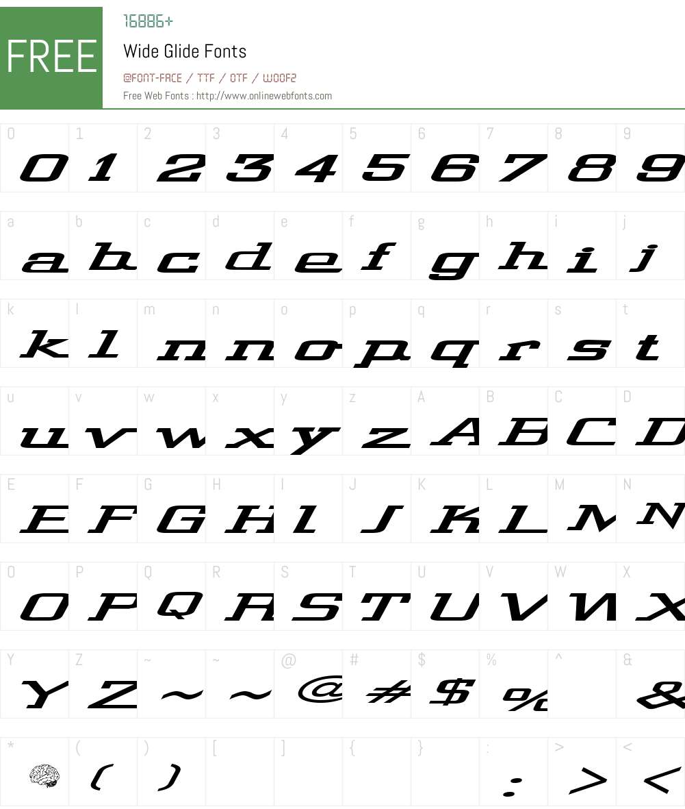 Wide Glide Font Screenshots