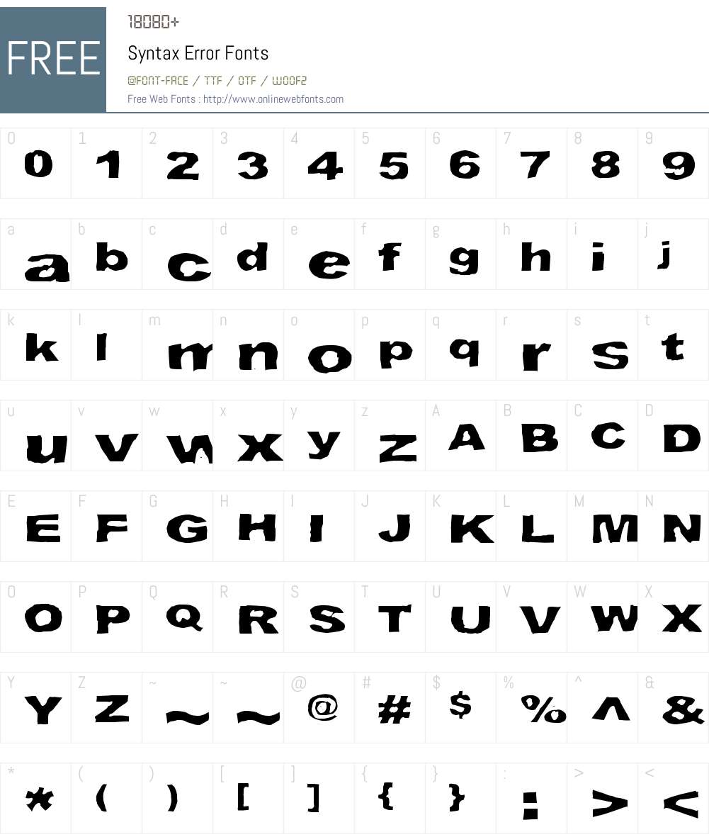 Syntax Error Font Screenshots