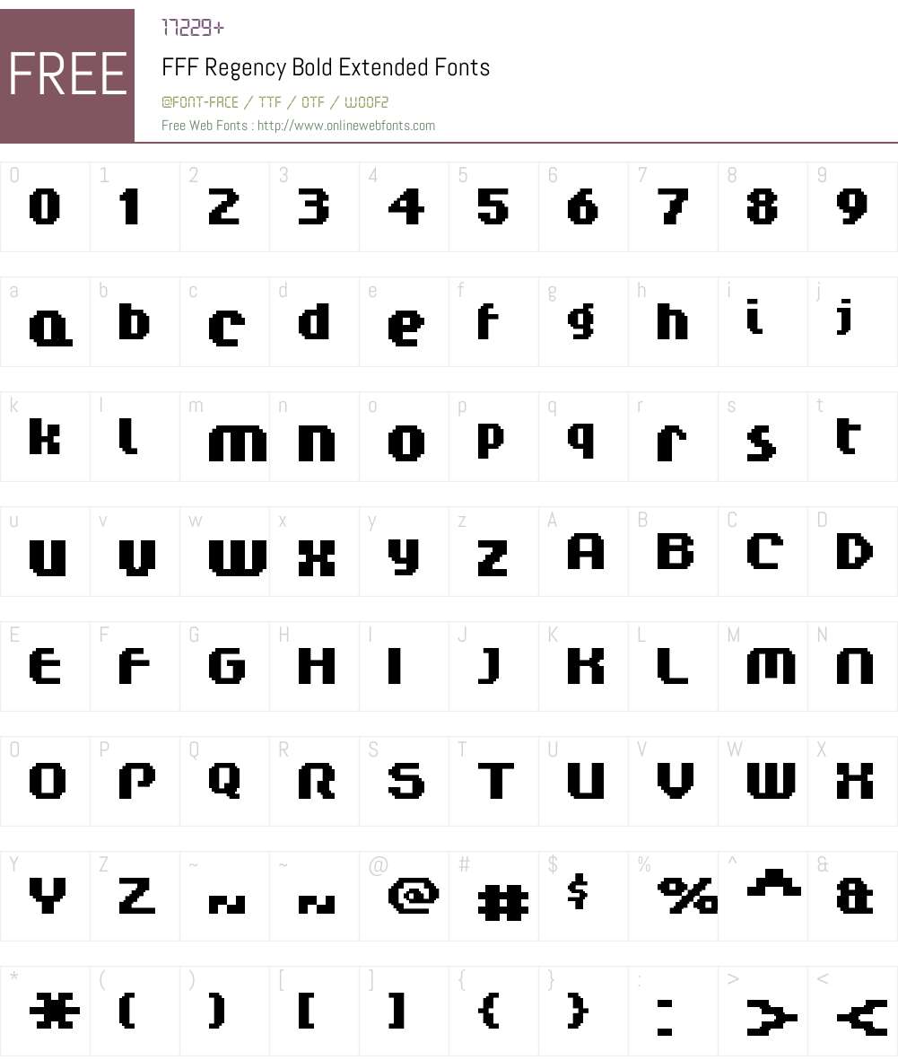 FFF Regency Bold Extended Font Screenshots