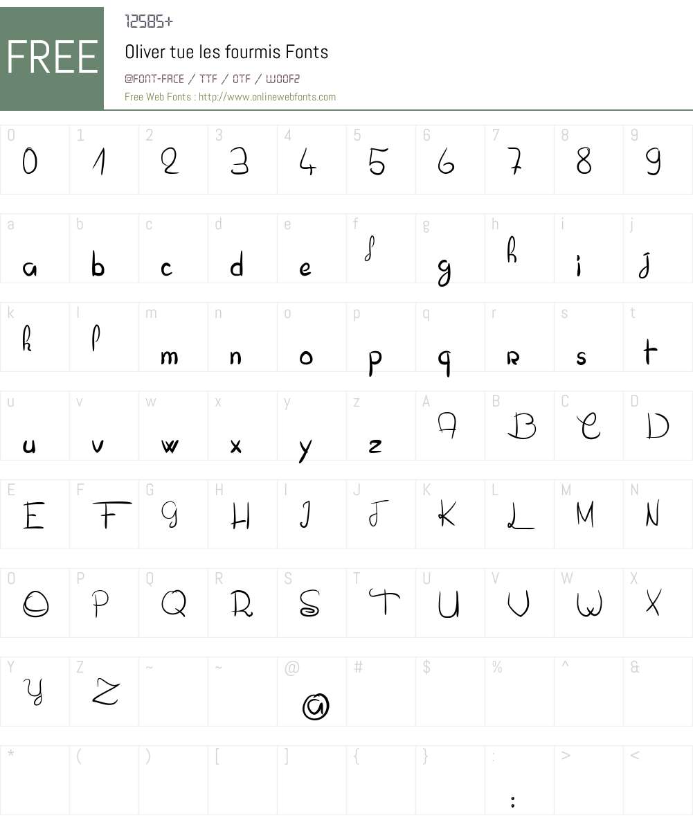 Oliver tue les fourmis Font Screenshots