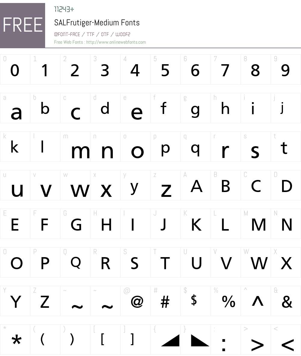 SALFrutiger Font Screenshots