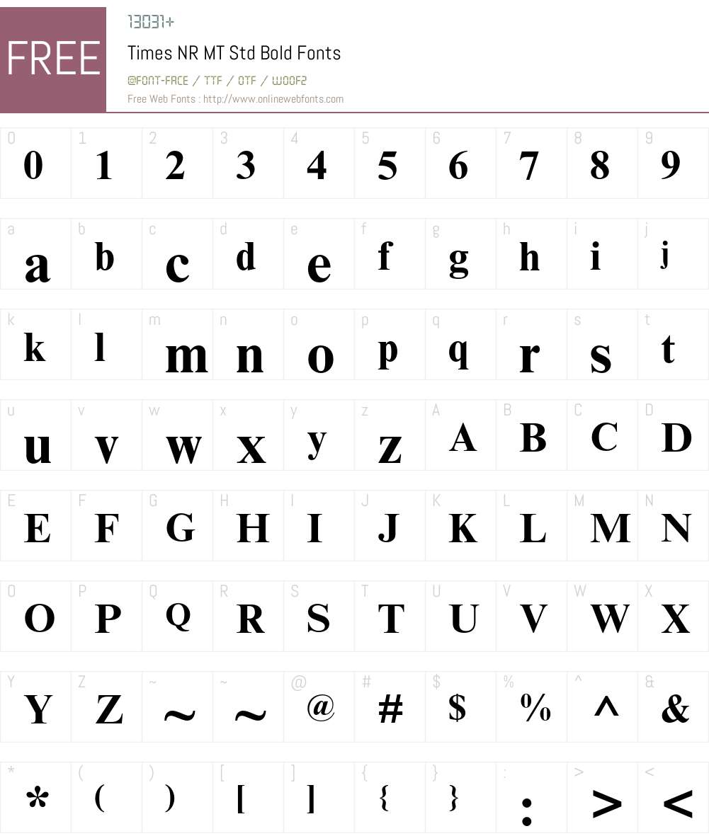 Times NR MT Std Font Screenshots