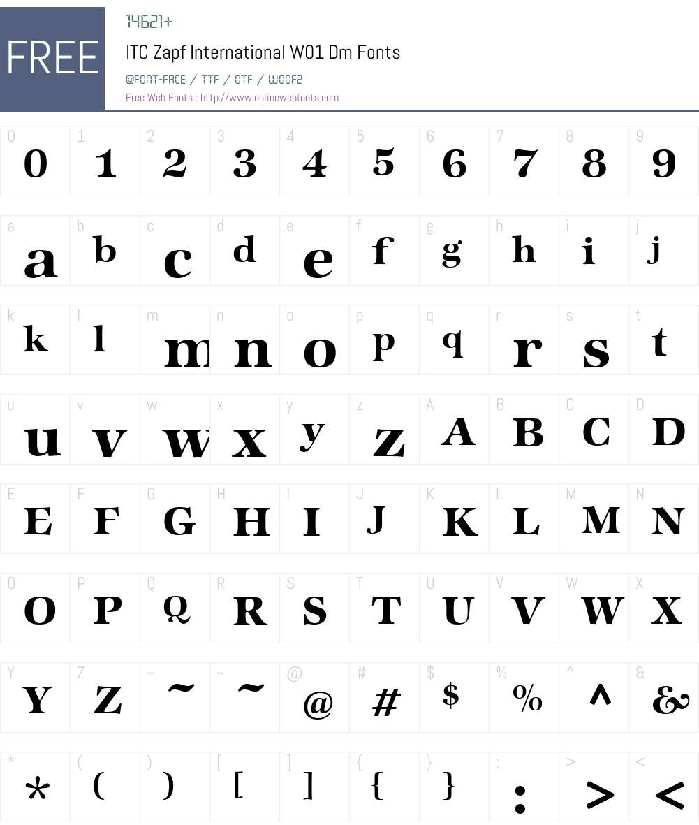 ITCZapfInternatW01-Dm Font Screenshots