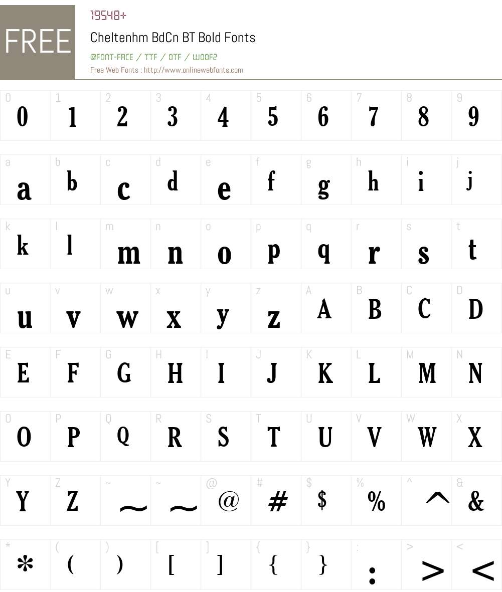 Cheltenhm BdCn BT Font Screenshots