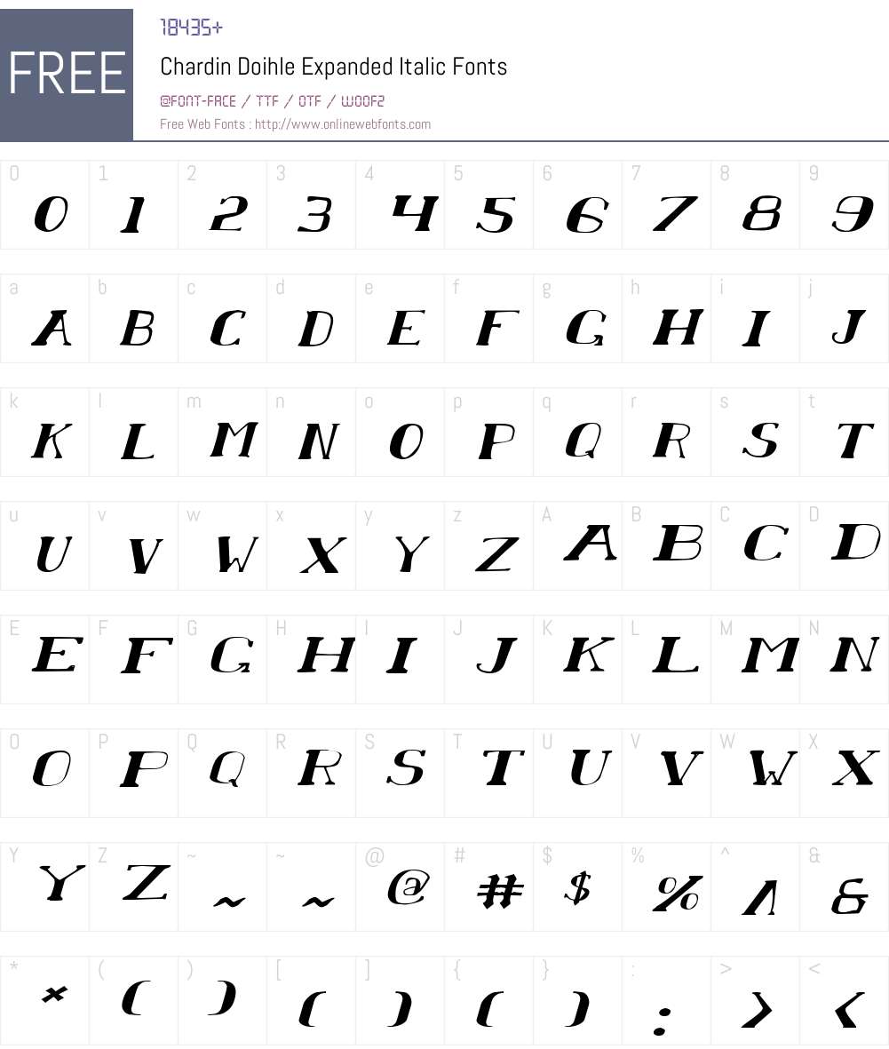 Chardin Doihle Expanded Italic Font Screenshots
