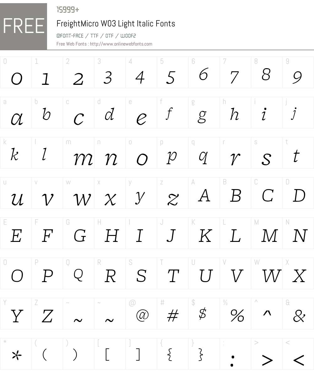 Freight Micro Pro Font Screenshots