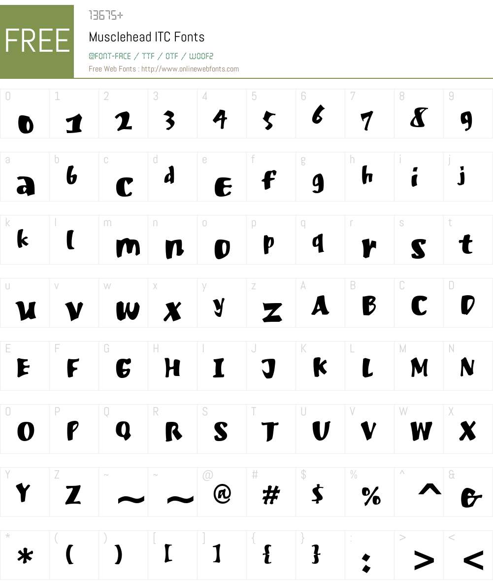 Musclehead ITC Font Screenshots