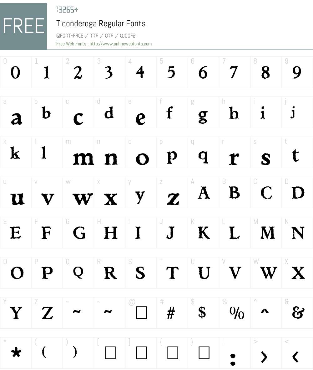 Ticonderoga Font Screenshots