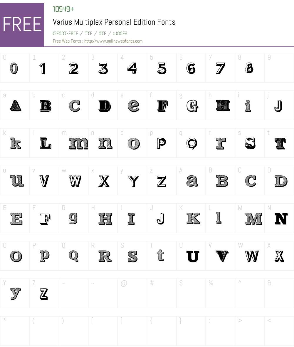 Varius Multiplex Personal Edition Font Screenshots