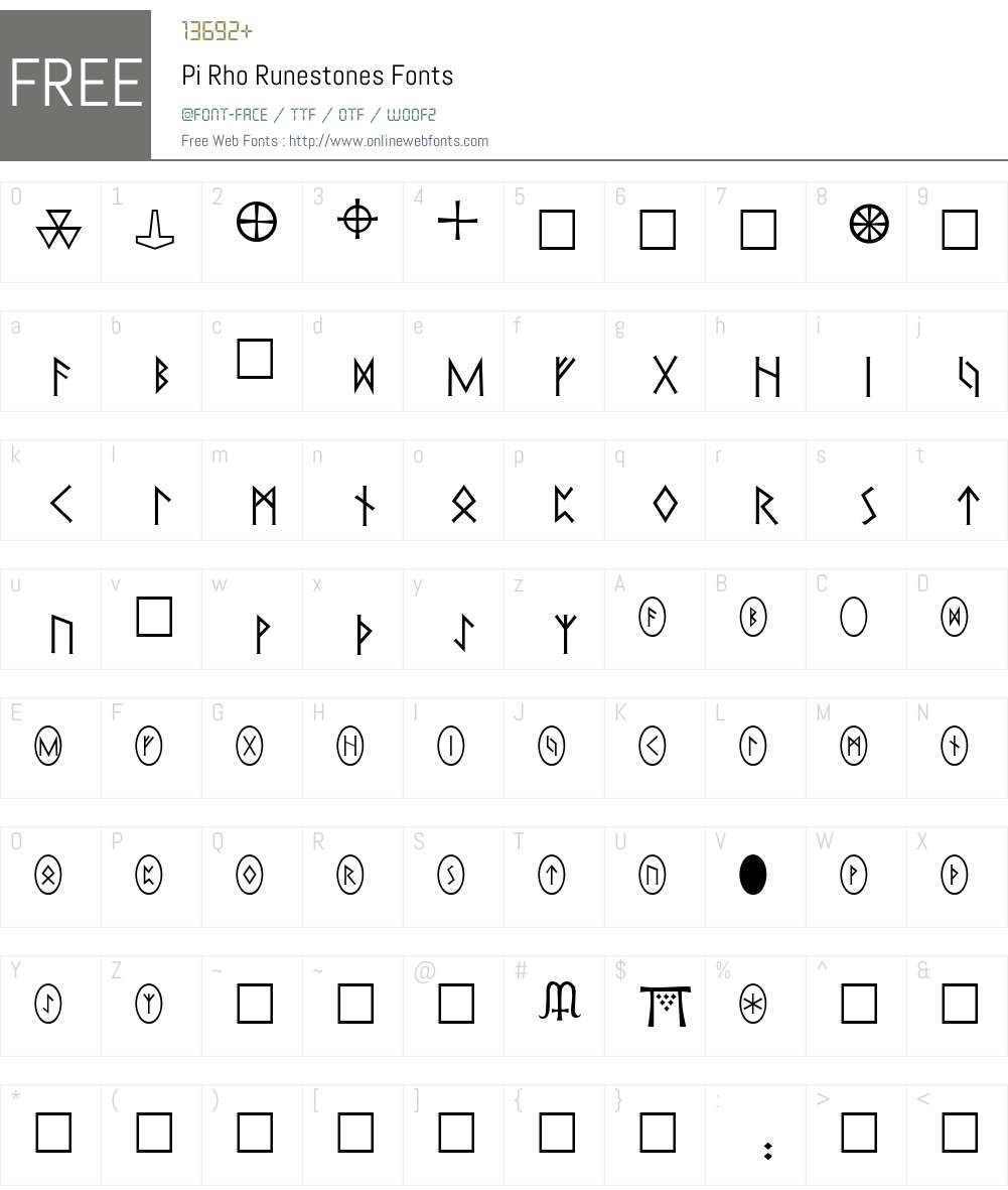 Pi Rho Runestones Font Screenshots