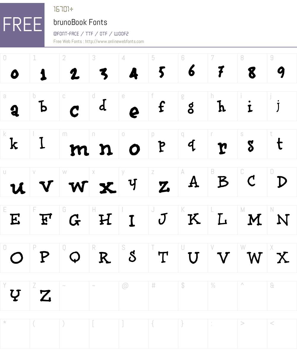 brunoBook Font Screenshots
