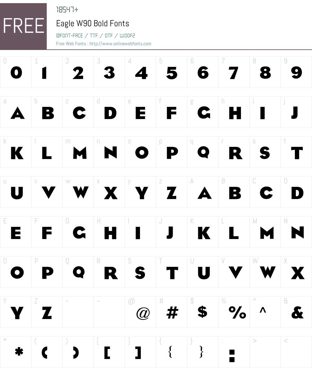 EagleW90-Bold Font Screenshots
