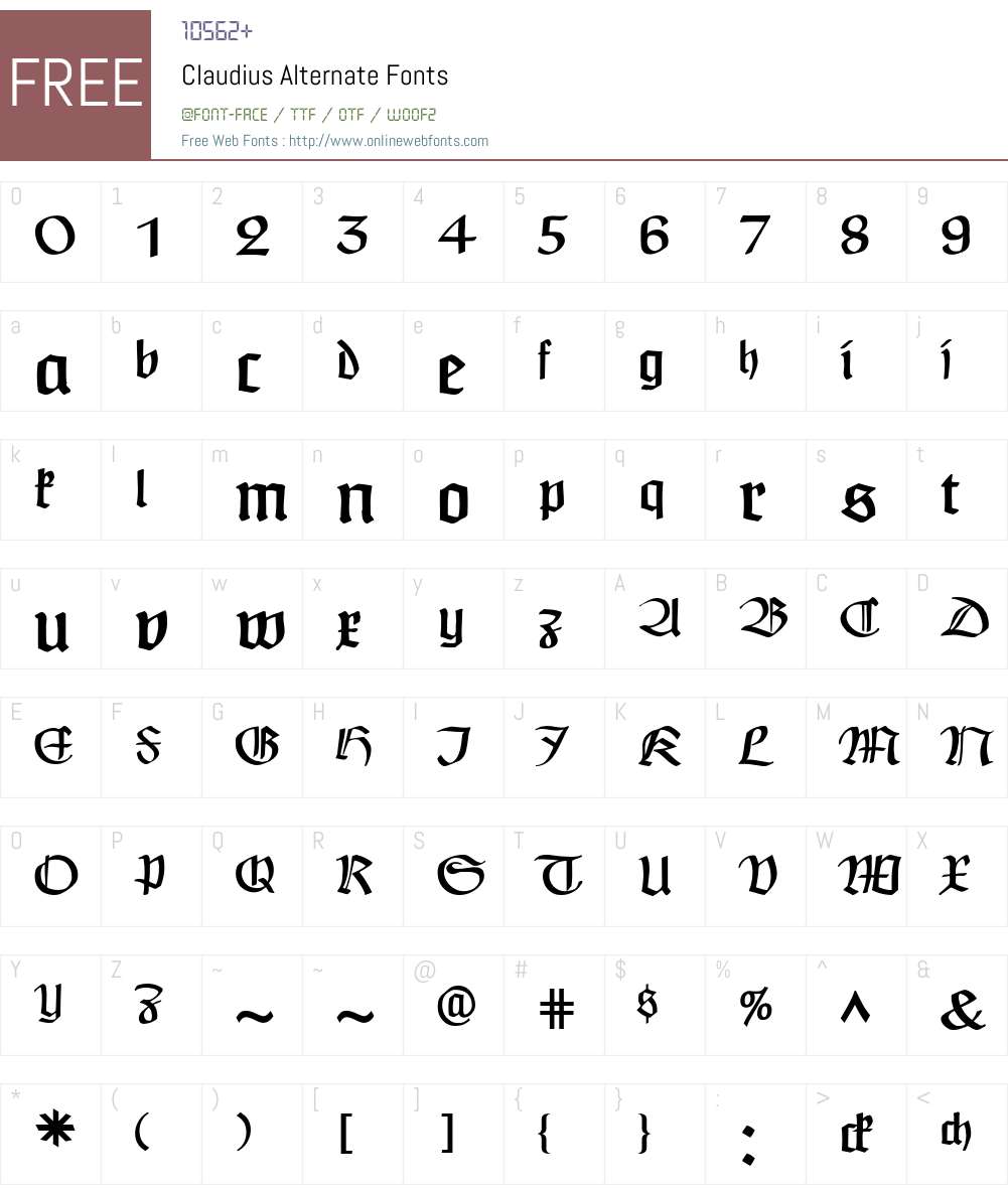 Claudius Alternate Font Screenshots
