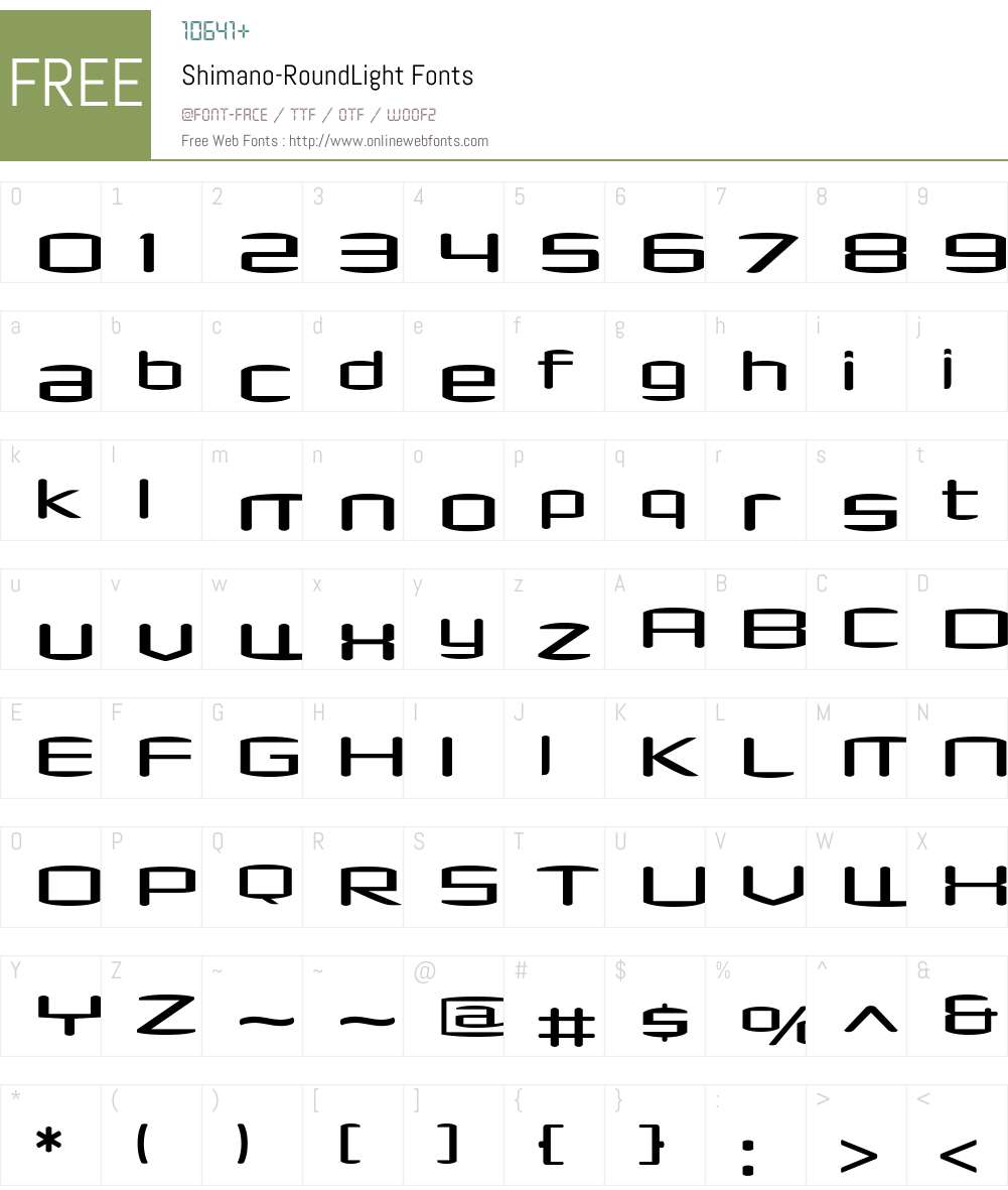 Shimano Font Screenshots
