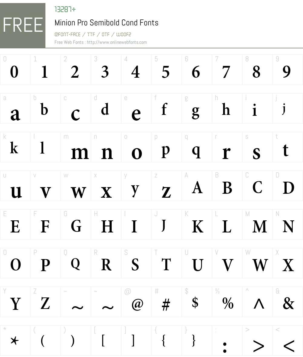 Minion Pro Font Screenshots