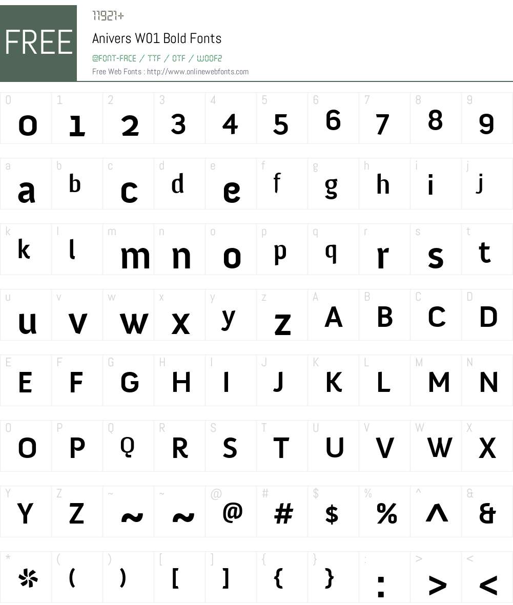 AniversW01-Bold Font Screenshots