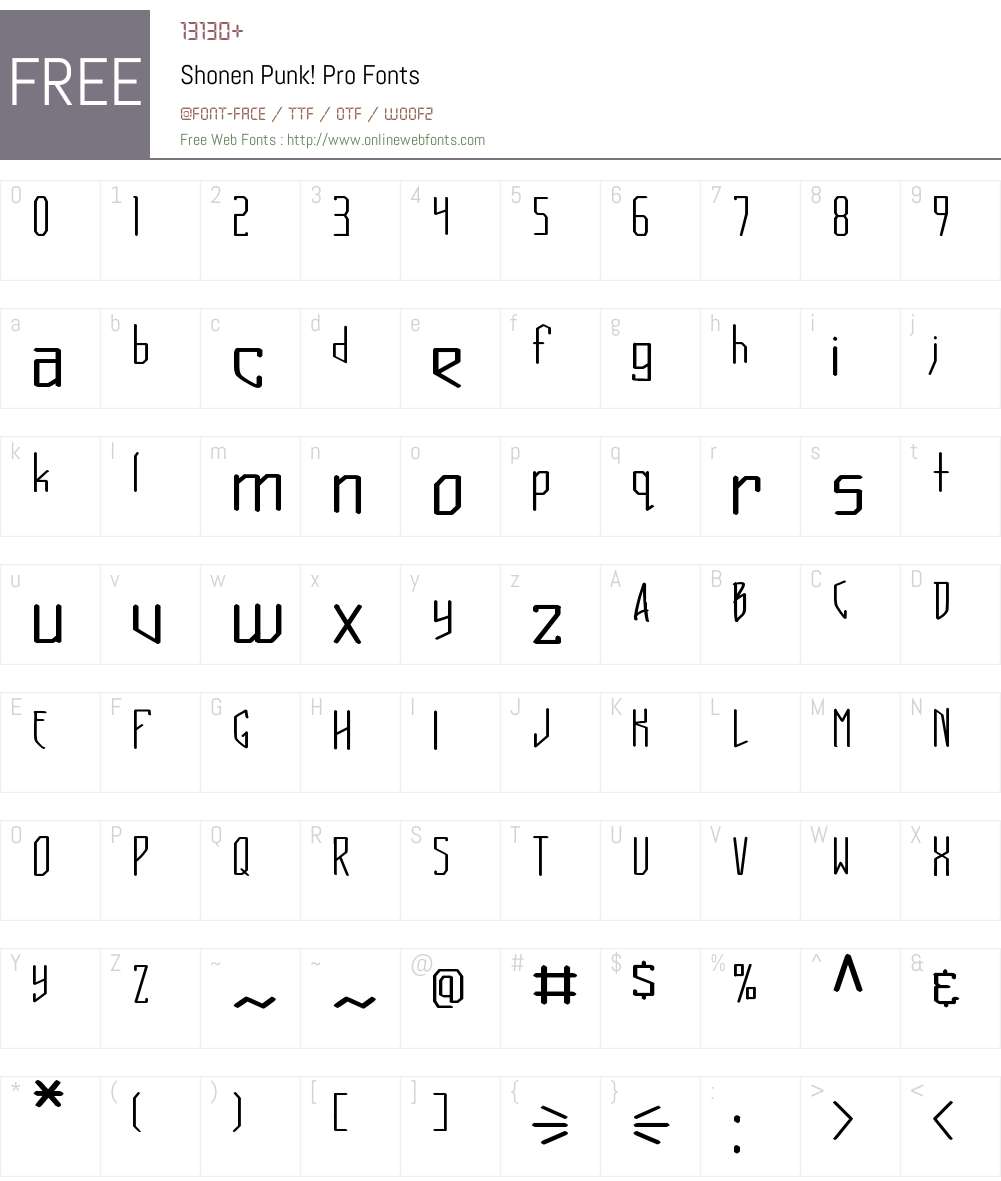 Shonen Punk! Pro Font Screenshots